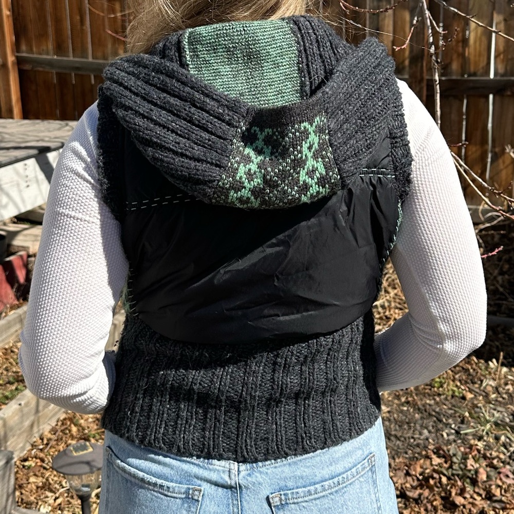 Free people size small wool and sweater puffer vest fair isle detail - Picture 5 of 14